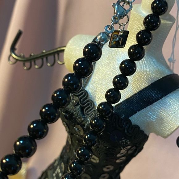 NWT GREAT FOR MEN UNISEX BECK TIGER EYE NECKLACE DESIGNER INSPIRED BLACK SILVER - Picture 7 of 12